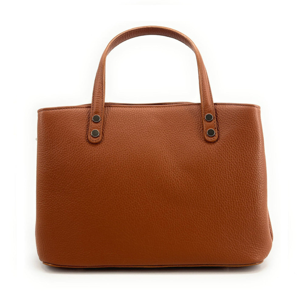 Sac cabas trapèze en cuir grainé ANVERS Camel foncé