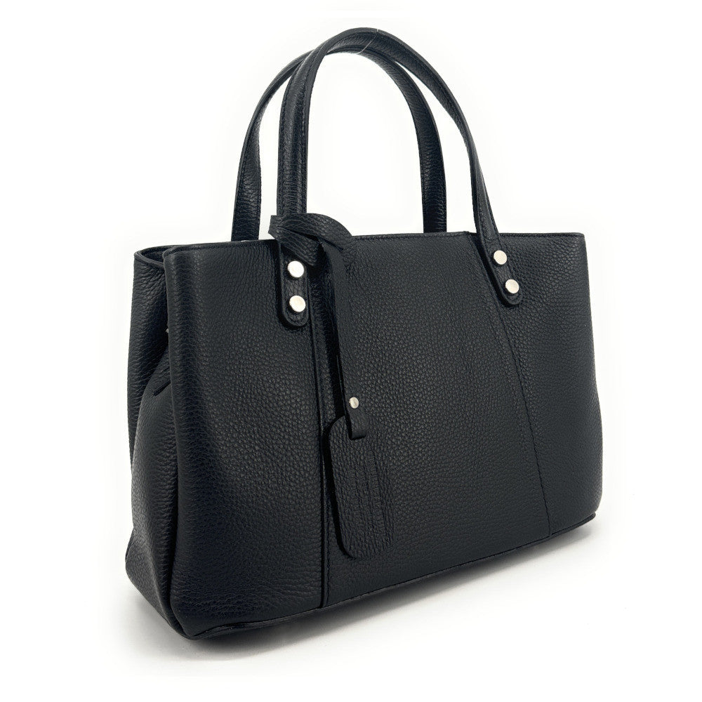 Sac cabas trapèze en cuir grainé ANVERS Noir