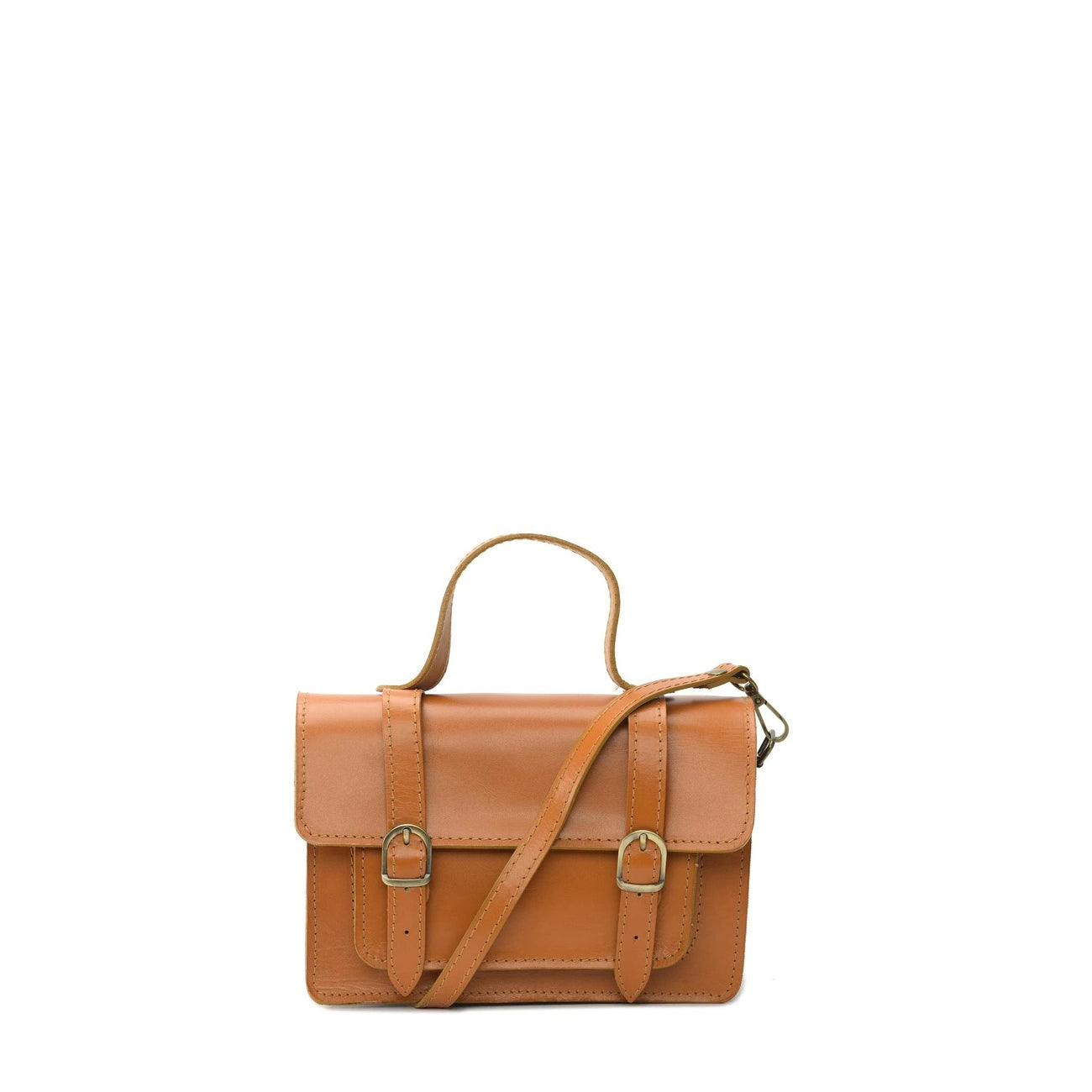 Borsa a mano in pelle liscia SAND Cognac