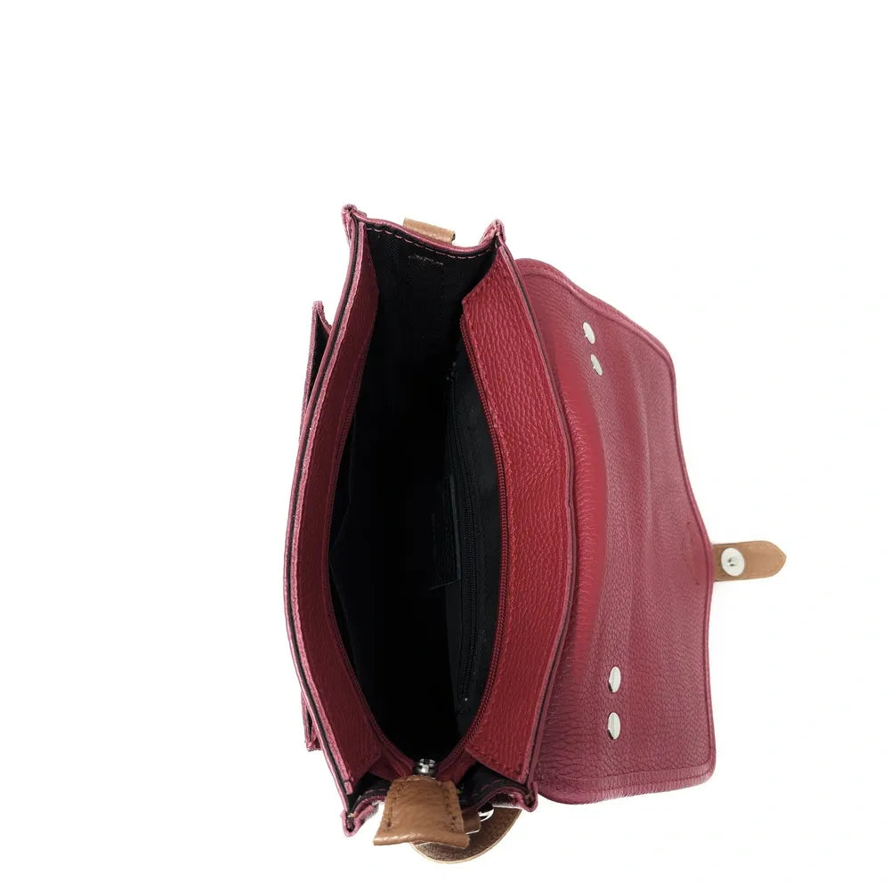 Sac cartable en cuir grainé CALVI Rouge magenta