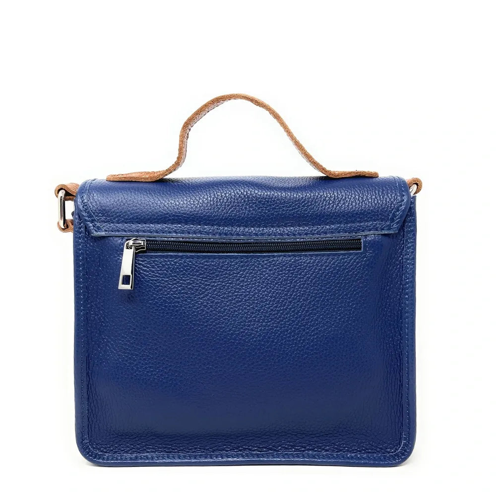 Sac cartable en cuir grainé CALVI Bleu