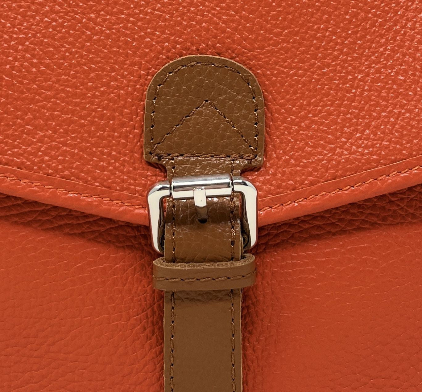 Sac cartable en cuir grainé CALVI Mandarine