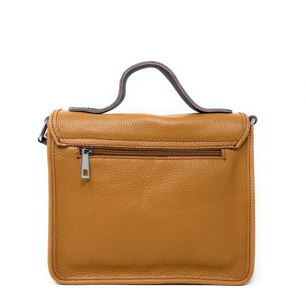 Sac cartable en cuir grainé CALVI Camel
