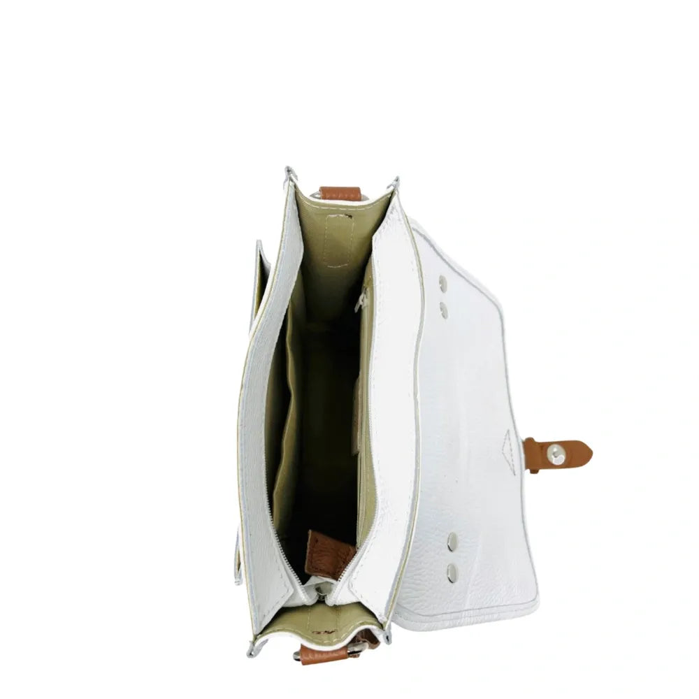 Sac cartable en cuir grainé CALVI Blanc