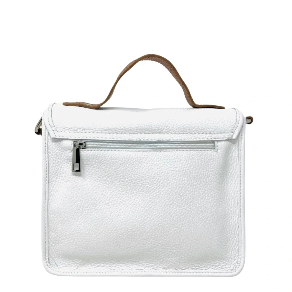 Sac cartable en cuir grainé CALVI Blanc