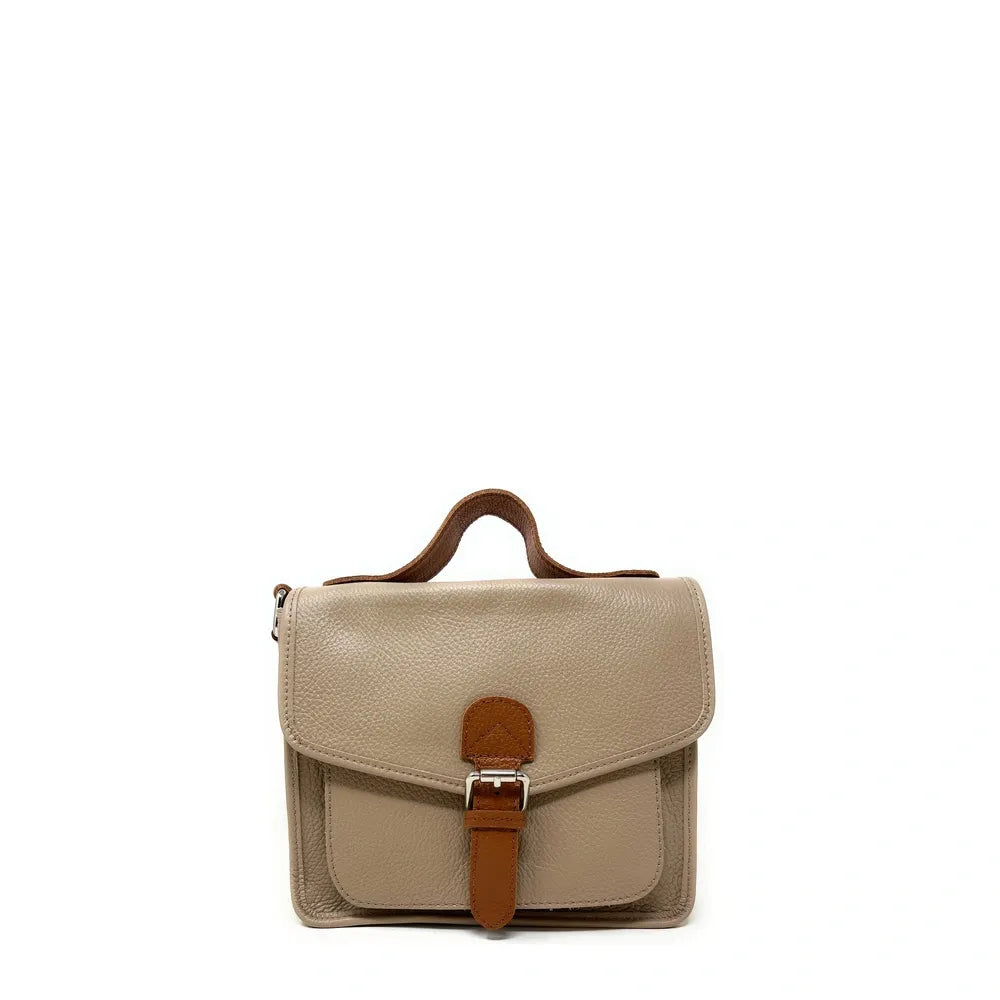 Sac cartable en cuir grainé CALVI Taupe