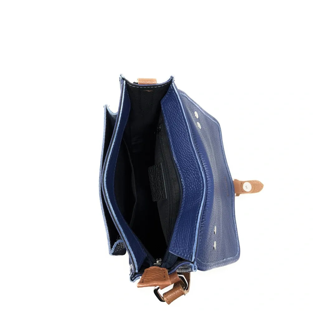 Sac cartable en cuir grainé CALVI Bleu