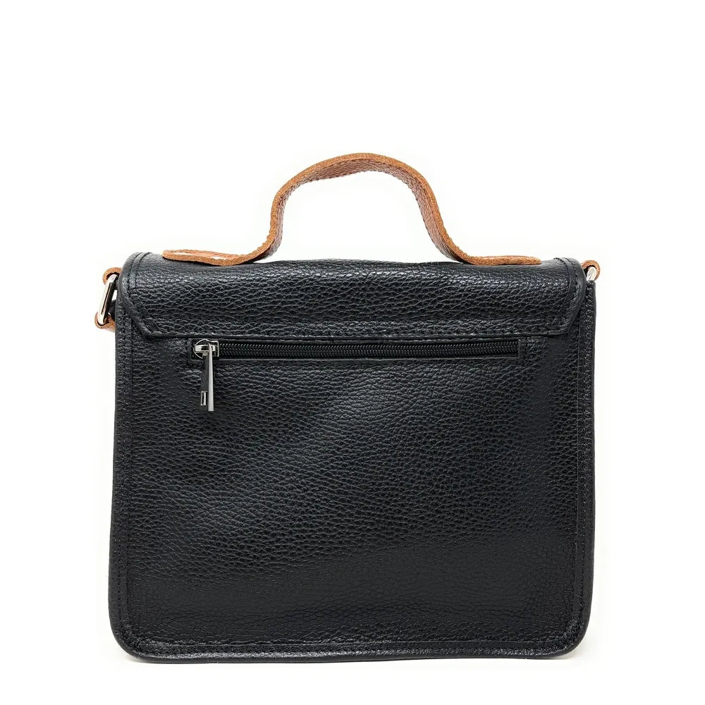 Sac cartable en cuir grainé CALVI Noir