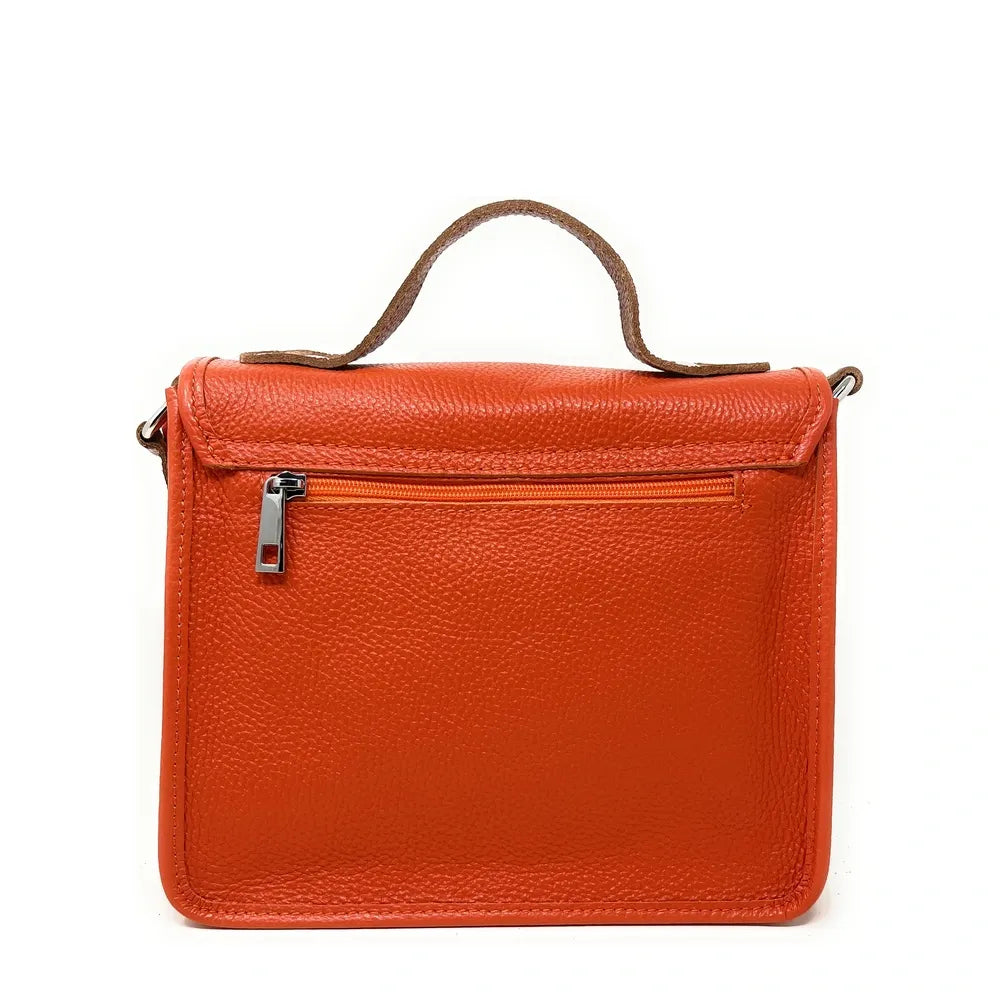 Sac cartable en cuir grainé CALVI Mandarine
