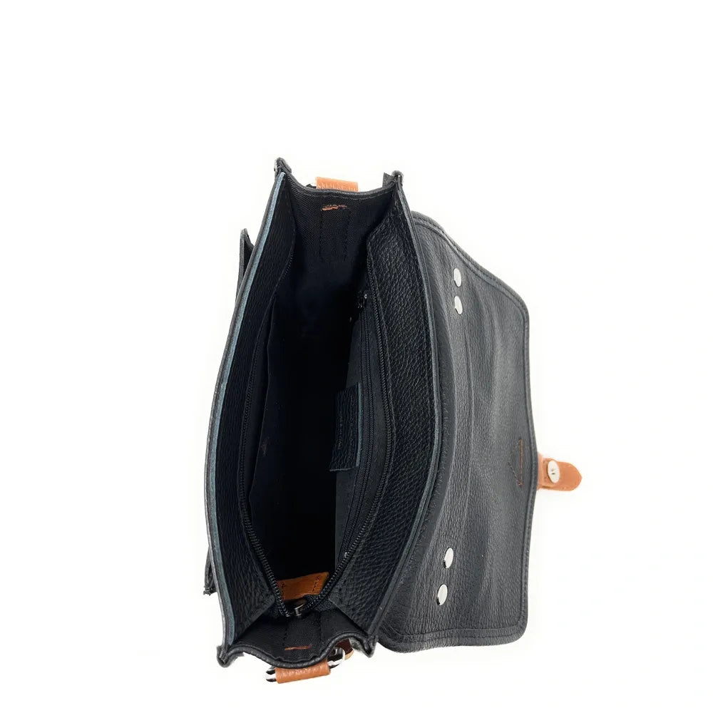 Sac cartable en cuir grainé CALVI Noir