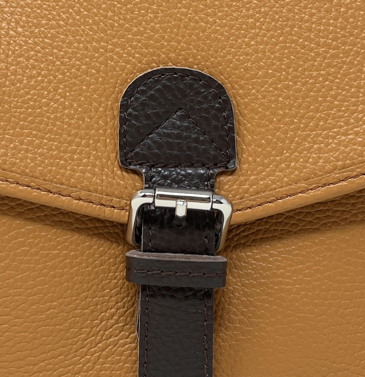 Sac cartable en cuir grainé CALVI Camel