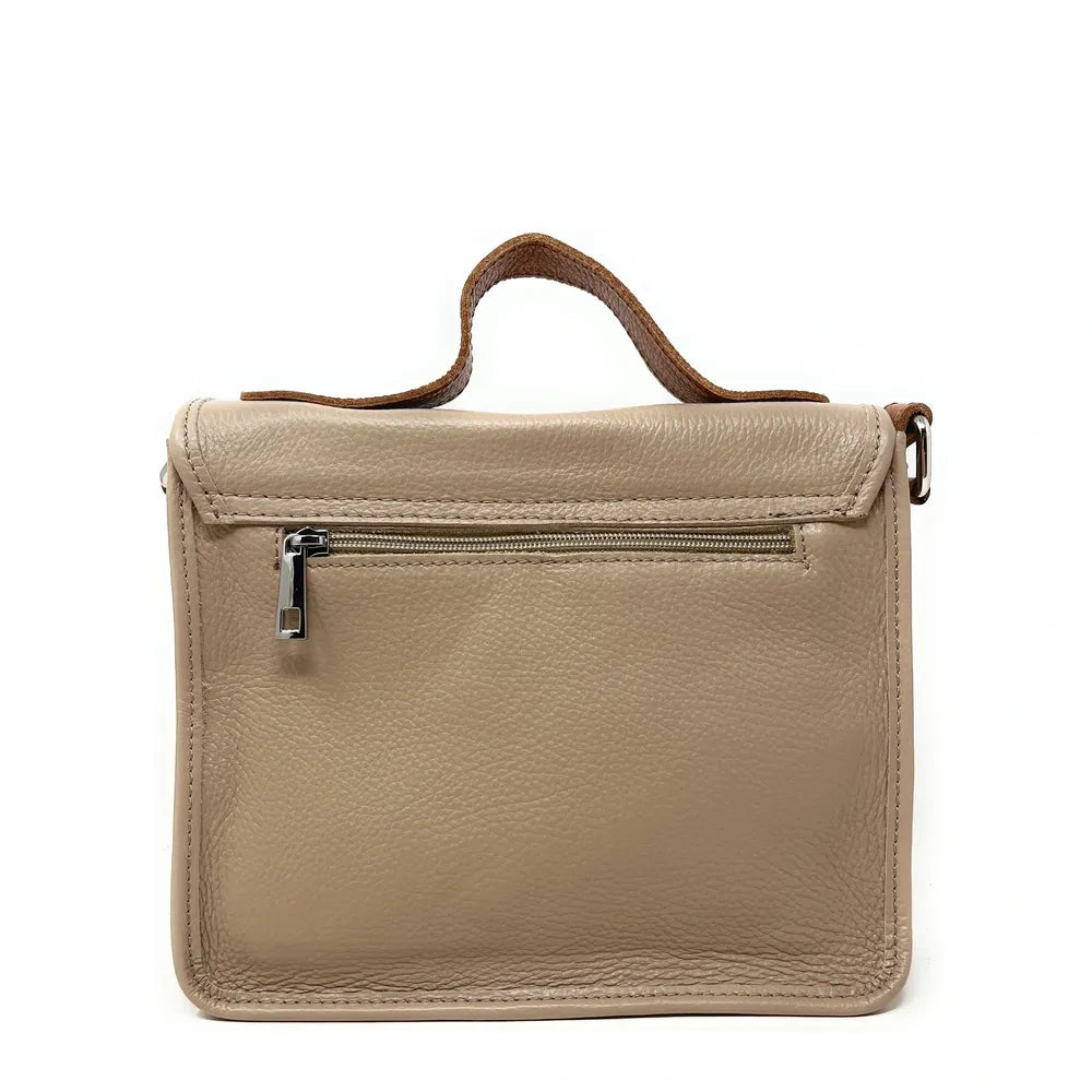 Sac cartable en cuir grainé CALVI Taupe