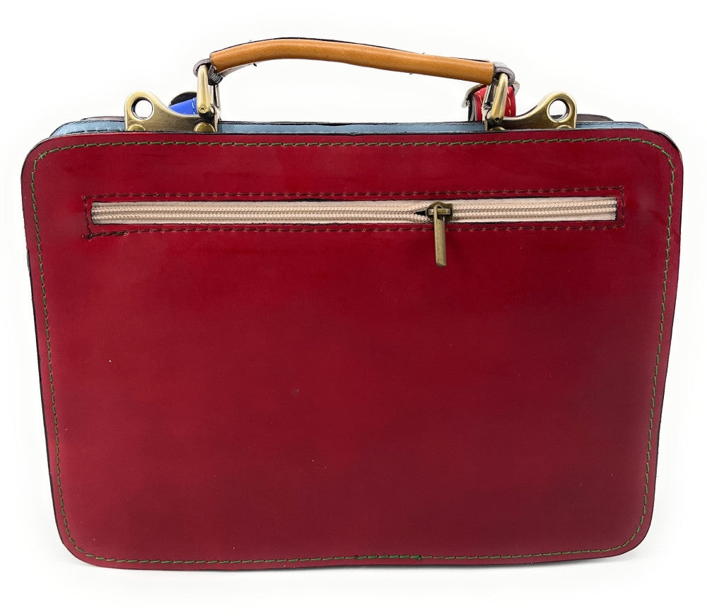 Sac cartable en cuir lisse PICADILLY CIRKUS rose fuchsia multicolore 8