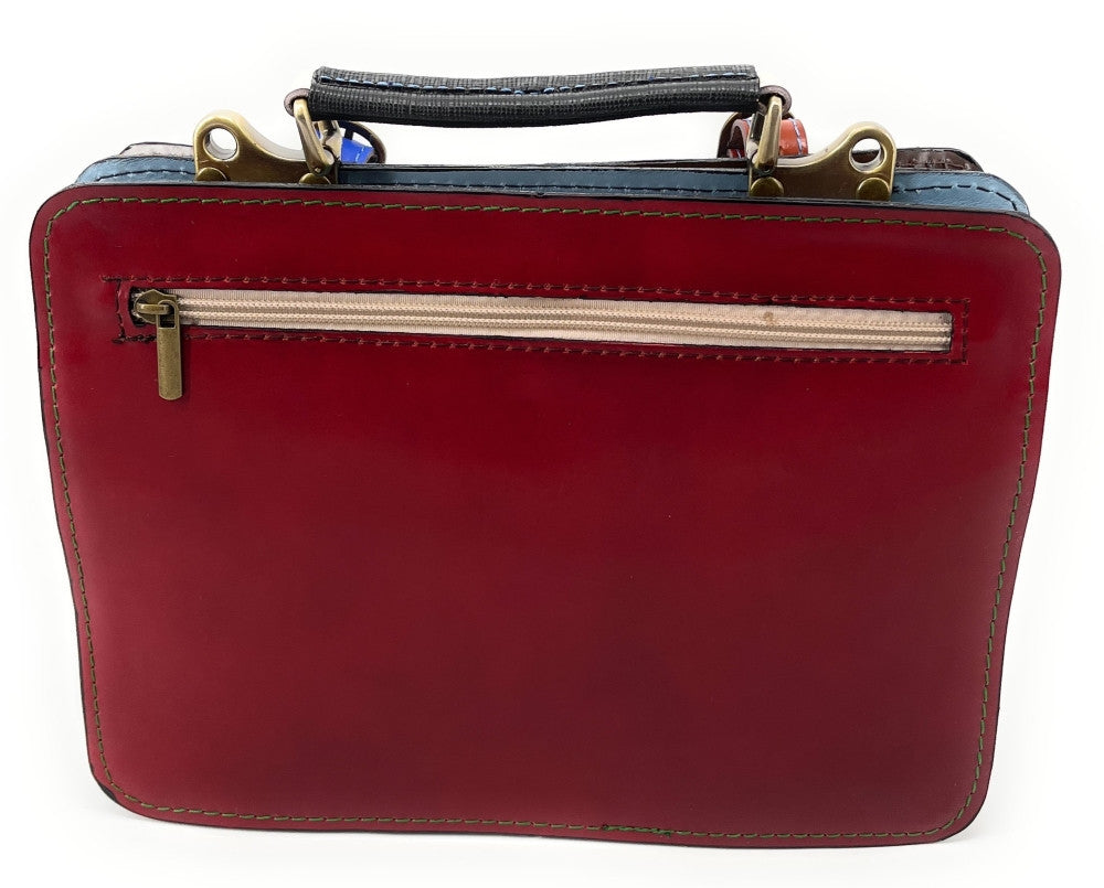 Sac cartable en cuir lisse PICADILLY CIRKUS rose fuchsia multicolore 17