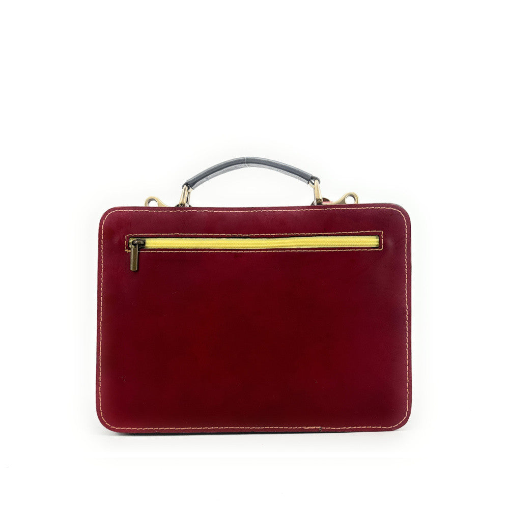 Sac cartable en cuir lisse PICADILLY CIRKUS rose fuchsia multicolore 23