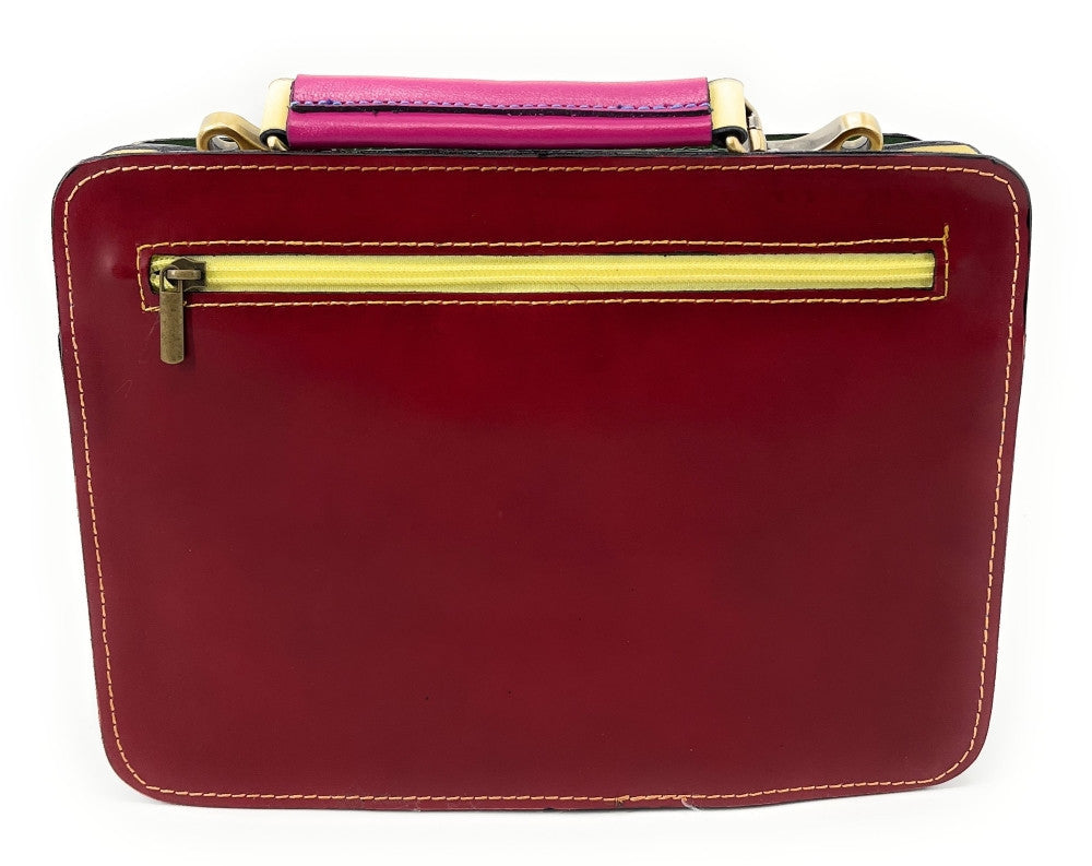 Sac cartable en cuir lisse PICADILLY CIRKUS rose fuchsia multicolore 21