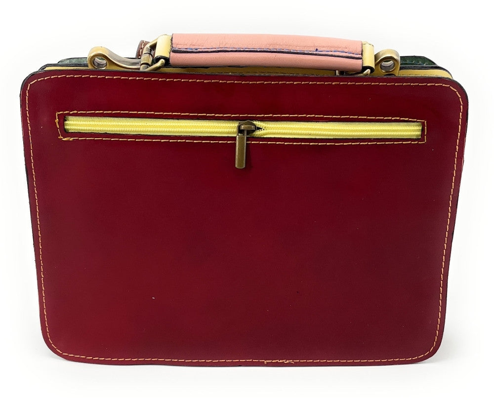 Sac cartable en cuir lisse PICADILLY CIRKUS rose fuchsia multicolore 7