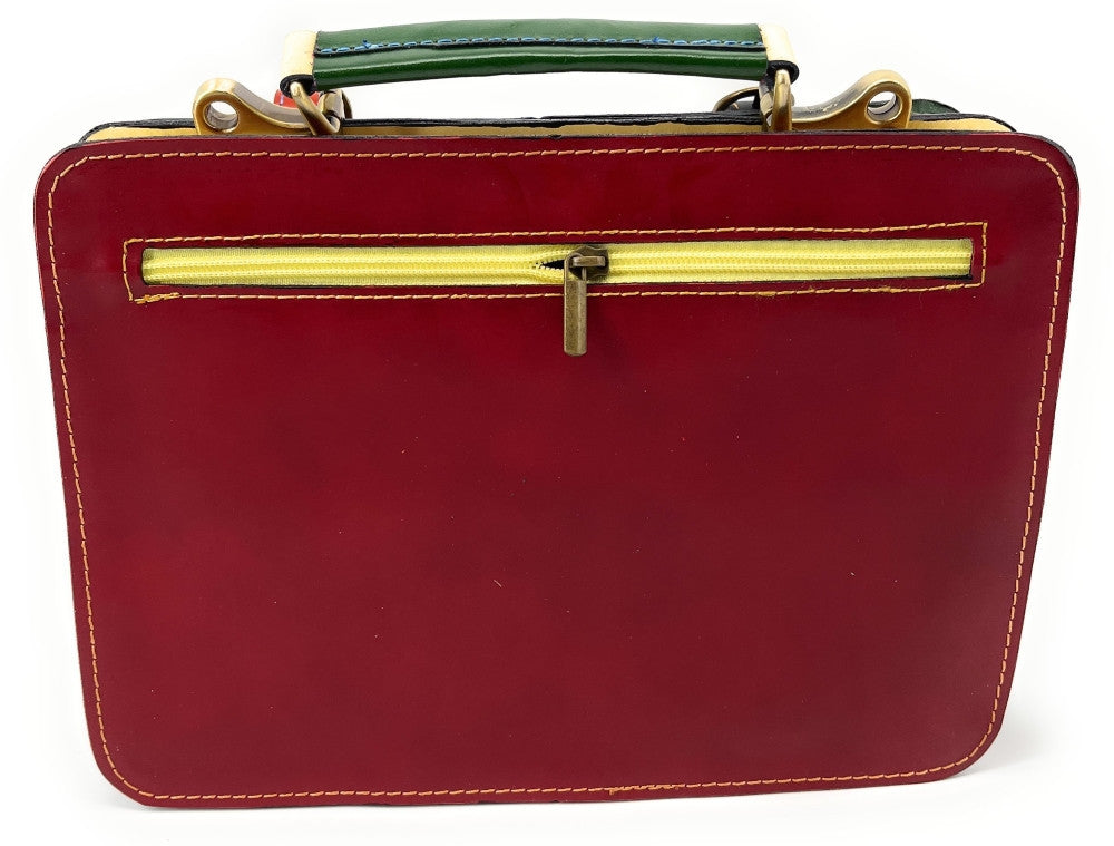 Sac cartable en cuir lisse PICADILLY CIRKUS rose fuchsia multicolore 28