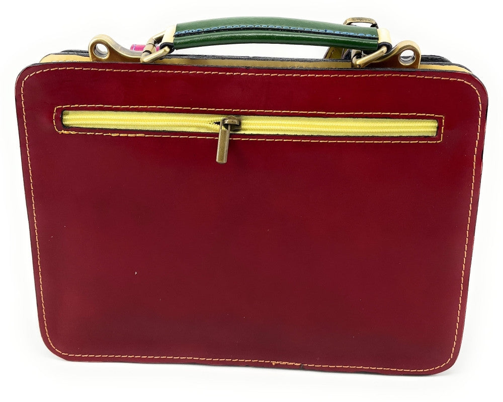 Sac cartable en cuir lisse PICADILLY CIRKUS rouge multicolore 18