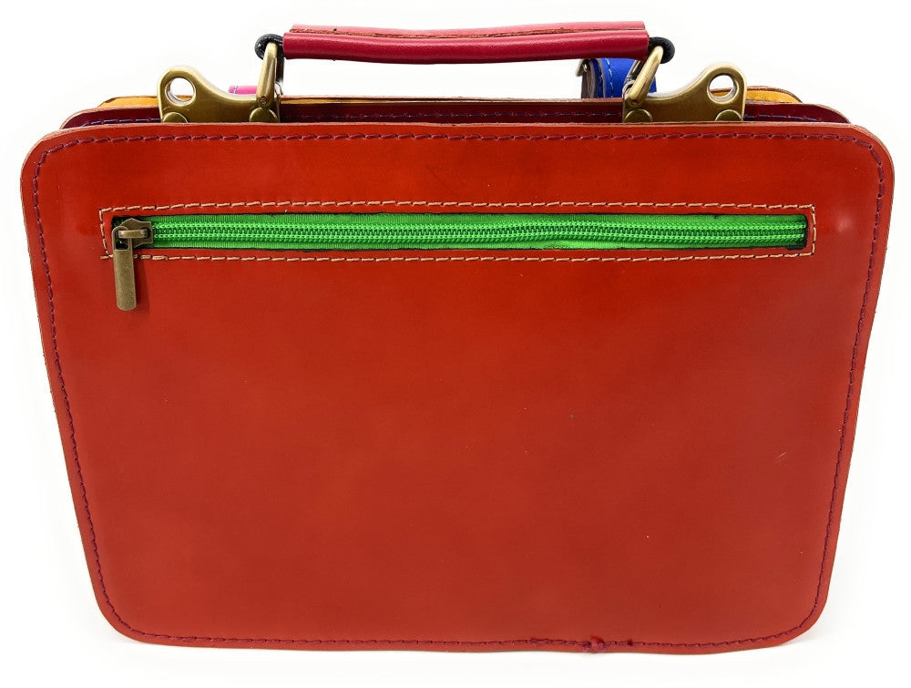 Sac cartable en cuir lisse PICADILLY CIRKUS rouge multicolore 29