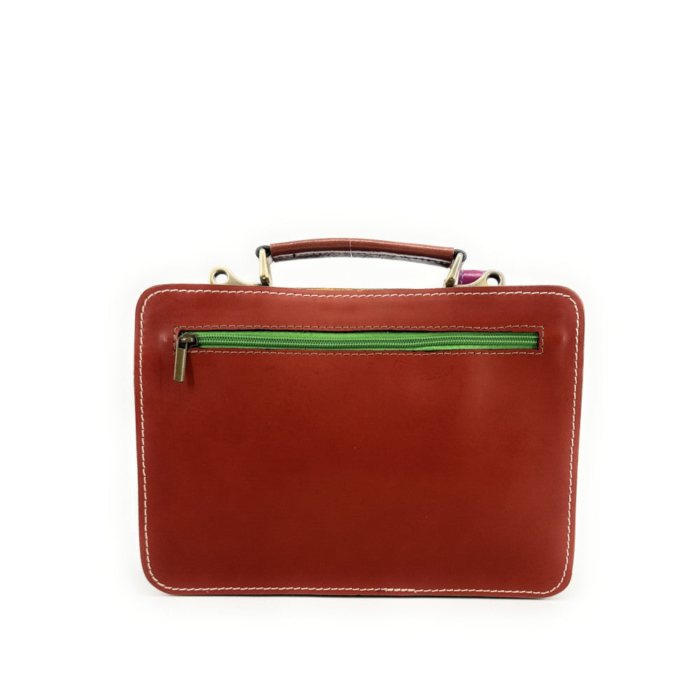 Sac cartable en cuir lisse PICADILLY CIRKUS rouge multicolore 24