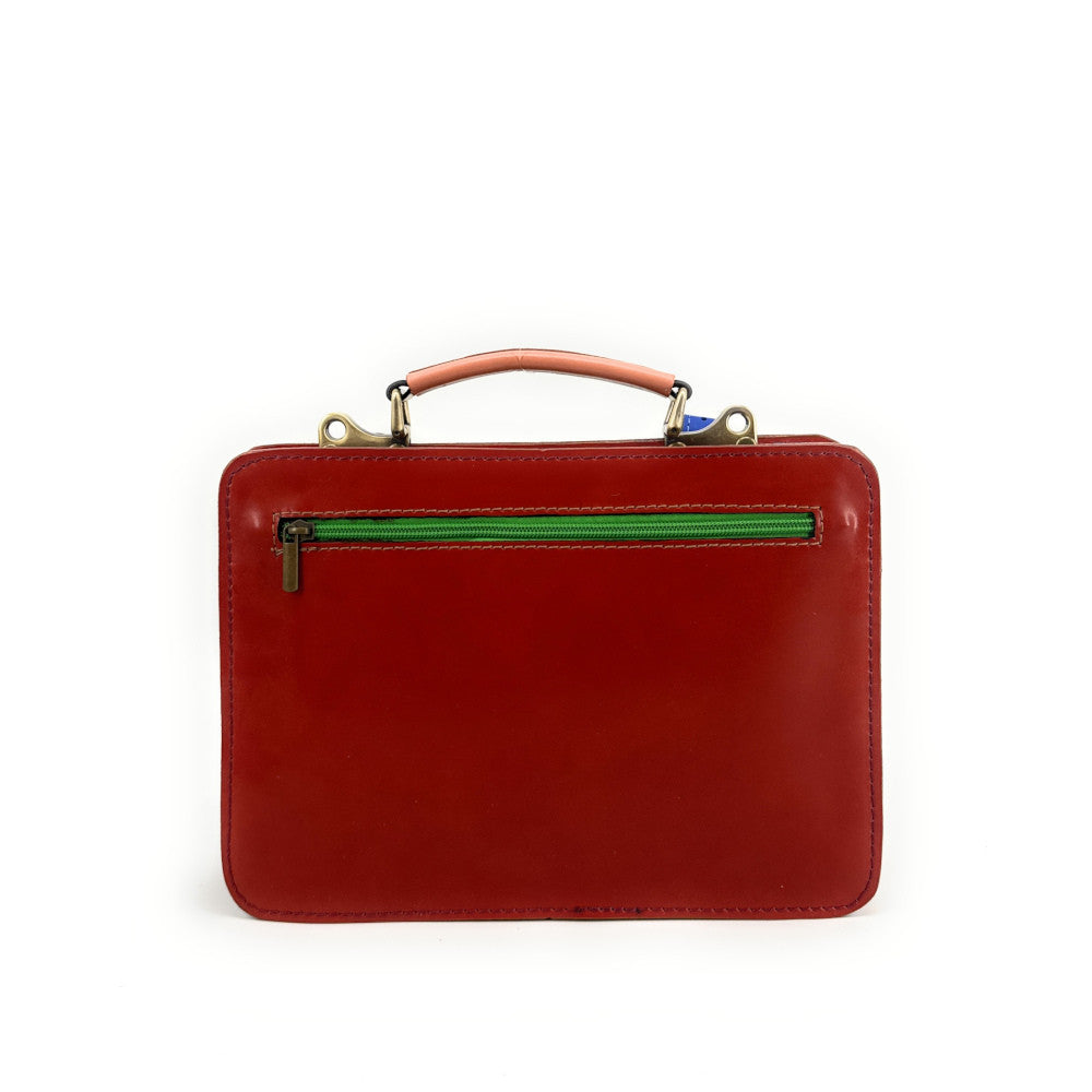 Sac cartable en cuir lisse PICADILLY CIRKUS rouge multicolore 10