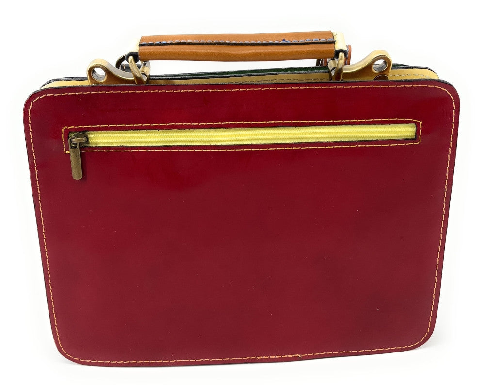 Sac cartable en cuir lisse PICADILLY CIRKUS vert multicolore 25