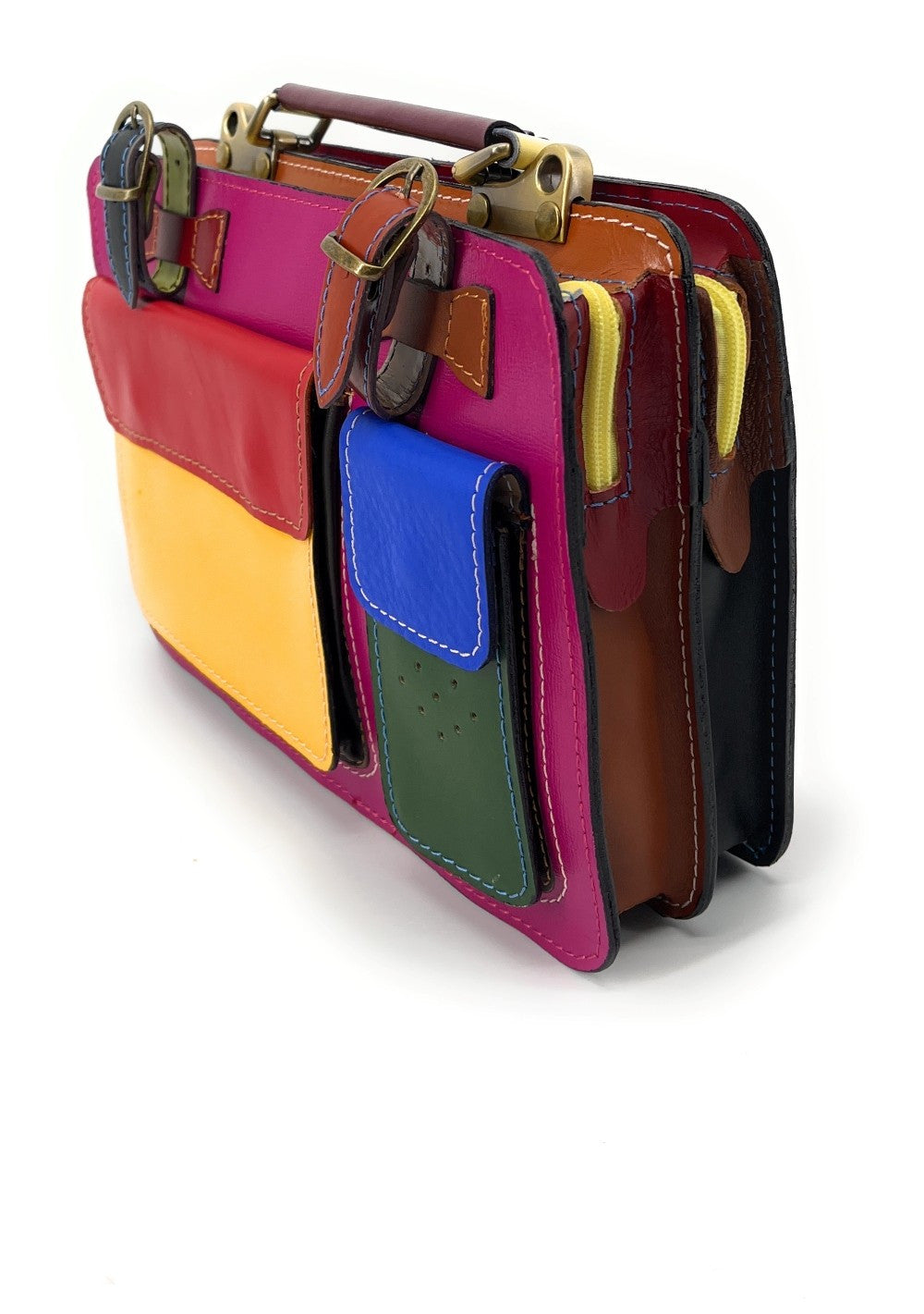 Sac cartable en cuir lisse PICADILLY CIRKUS Rose fuchsia