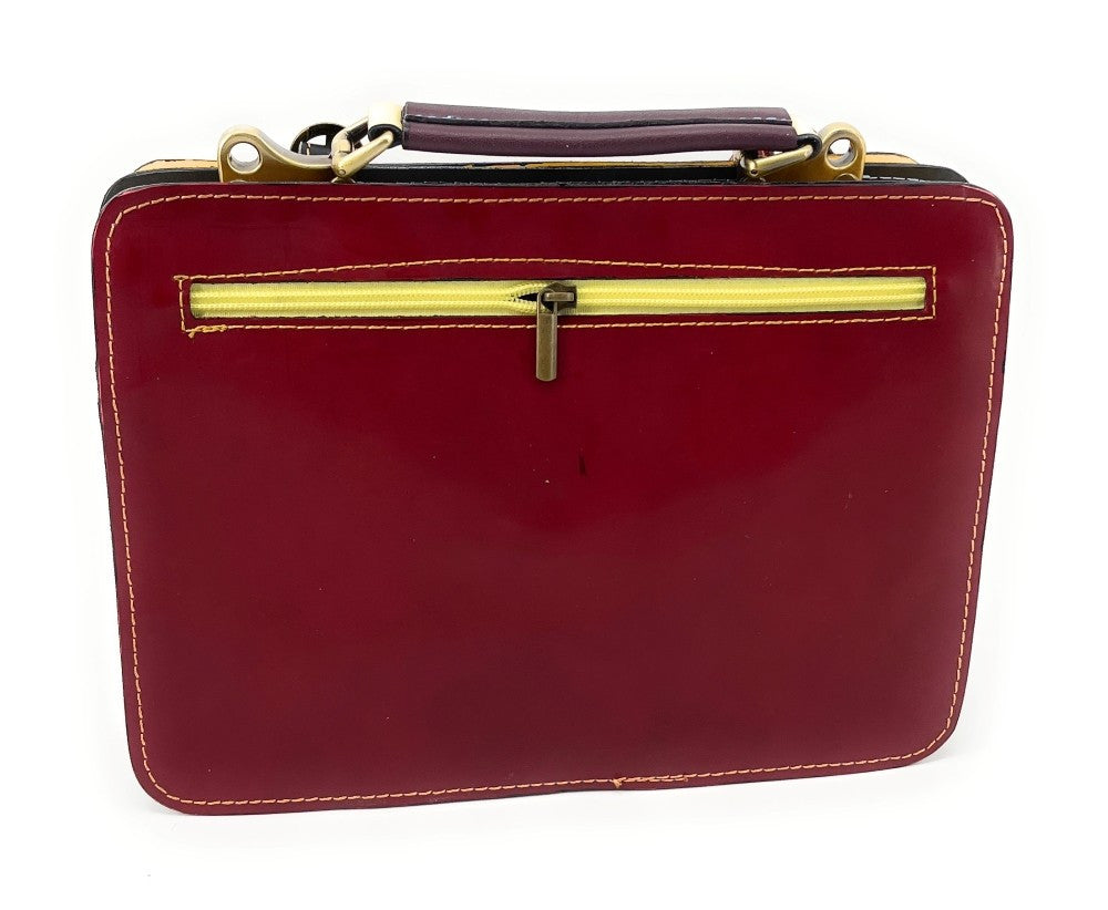 Sac cartable en cuir lisse PICADILLY CIRKUS Kaki