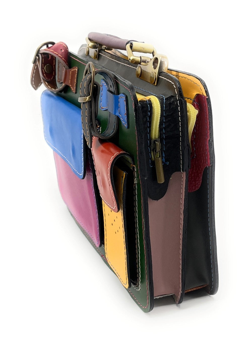 Sac cartable en cuir lisse PICADILLY CIRKUS Kaki