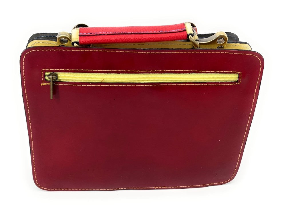 Sac cartable en cuir lisse PICADILLY CIRKUS Jaune tournesol