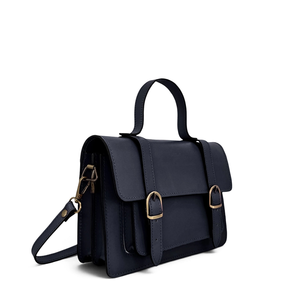 Handtasche aus Glattleder SAND Marineblau
