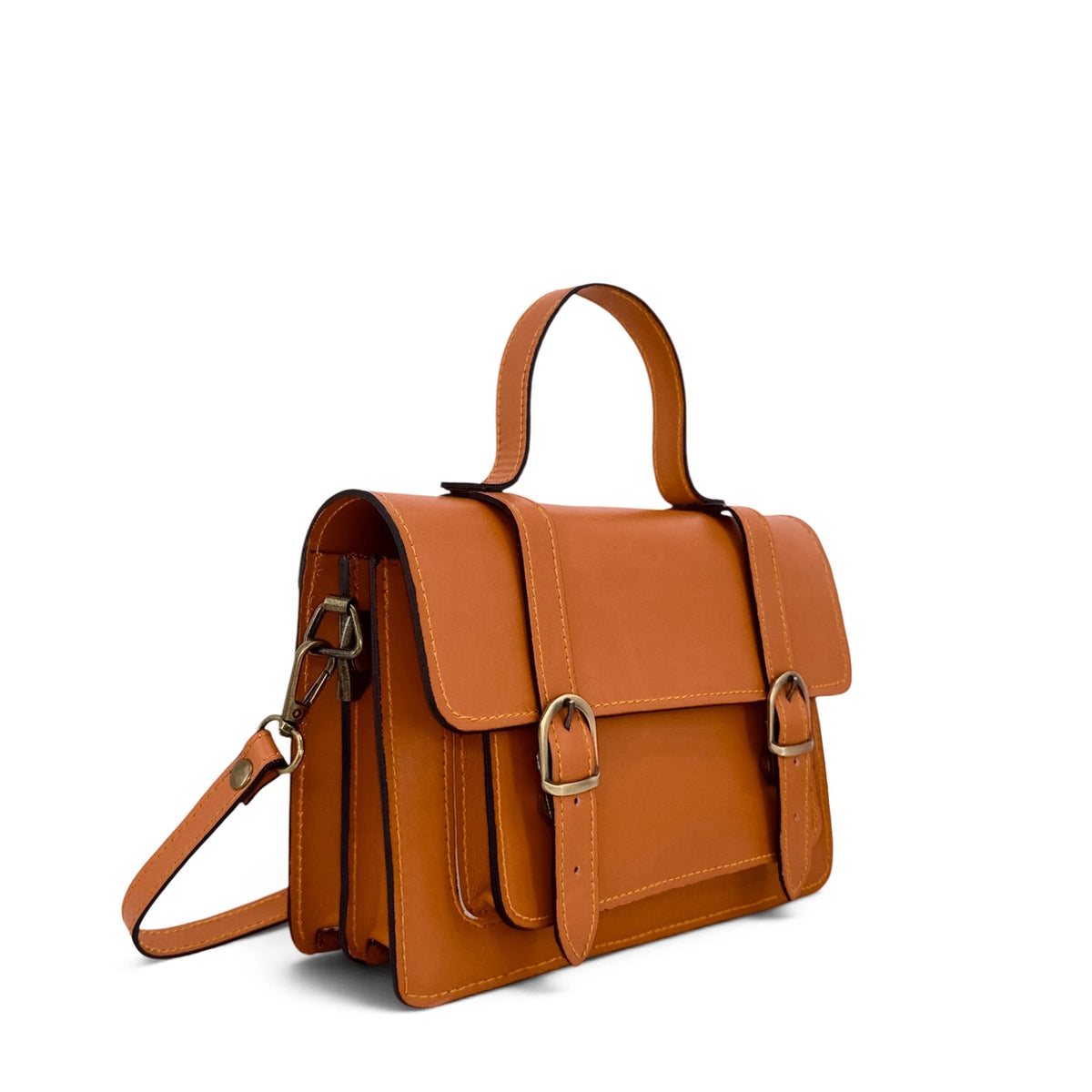 SAND smooth leather handbag, Cognac brown