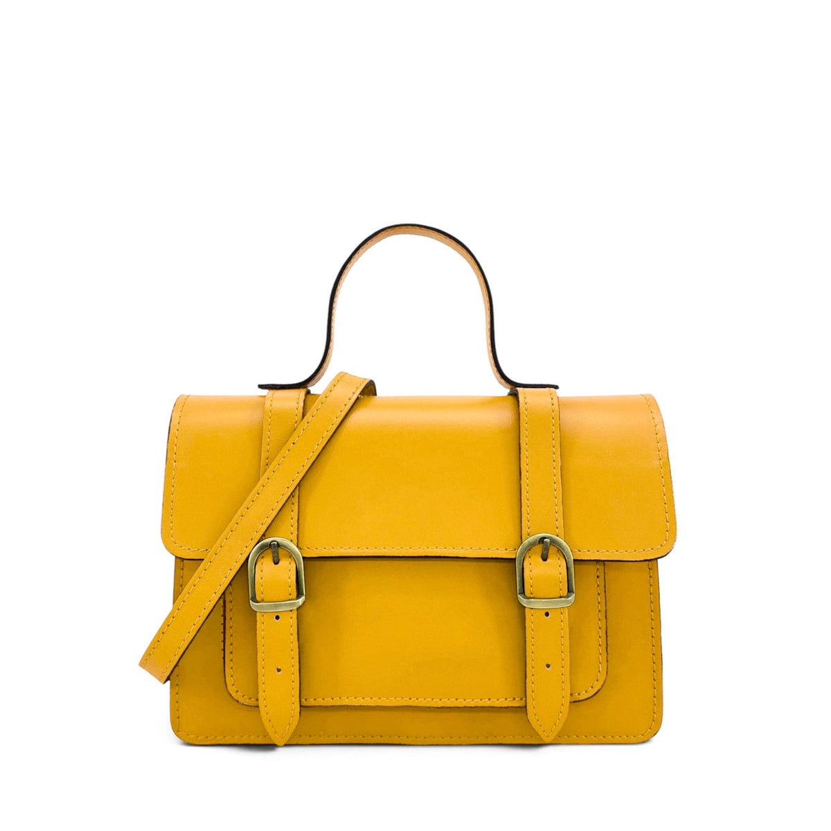Borsa a mano in pelle liscia SAND Giallo girasole