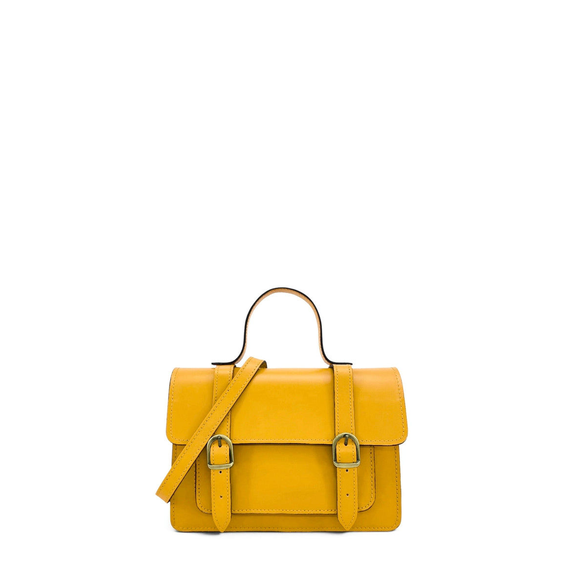 SAND sunflower yellow smooth leather handbag