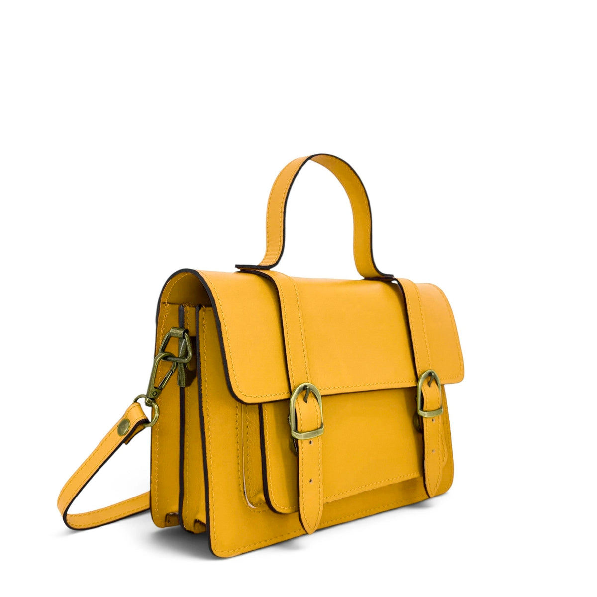 SAND sunflower yellow smooth leather handbag