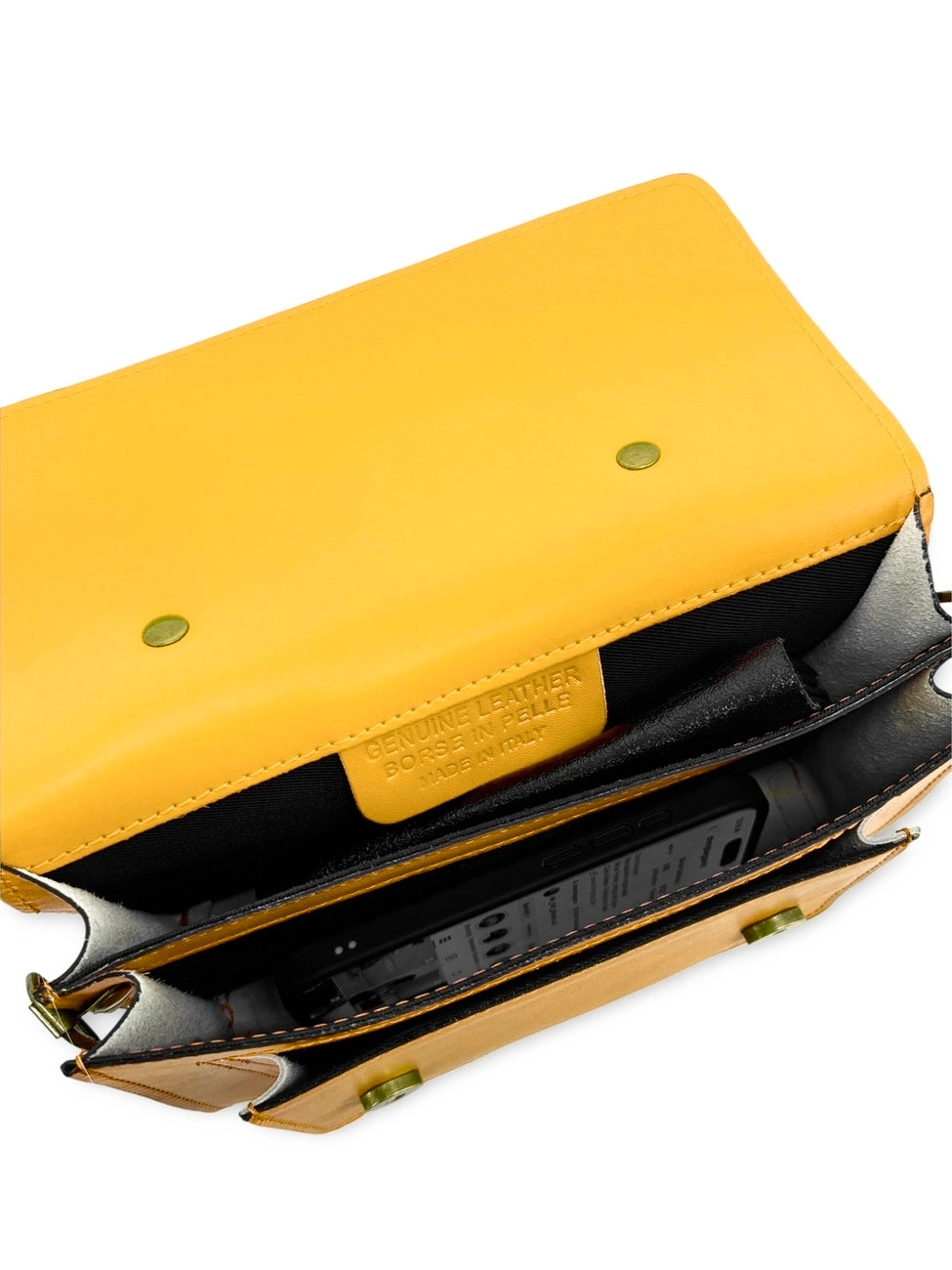 Borsa a mano in pelle liscia SAND Giallo girasole