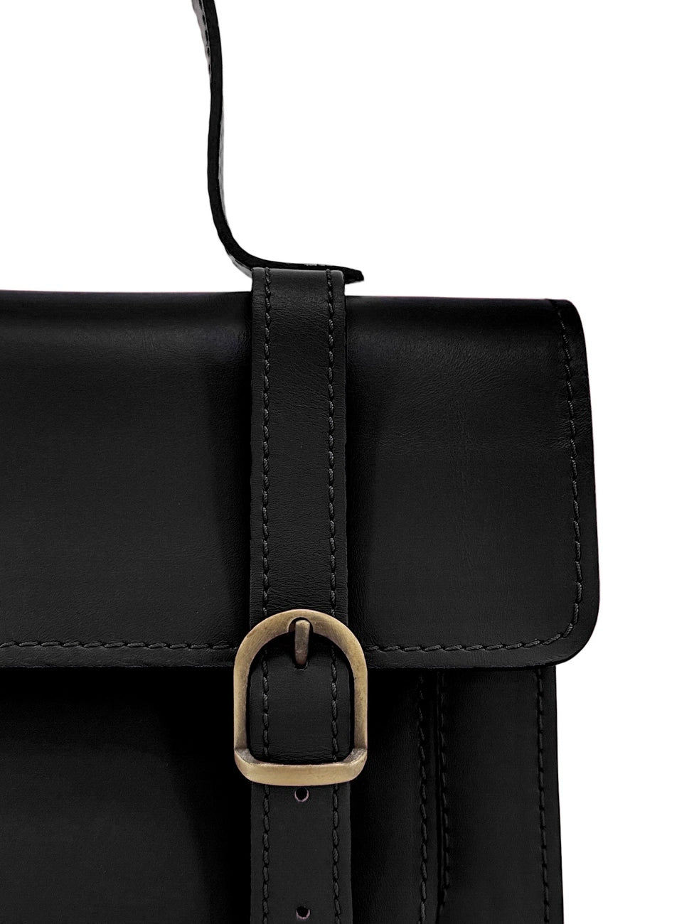SAND black smooth leather handbag