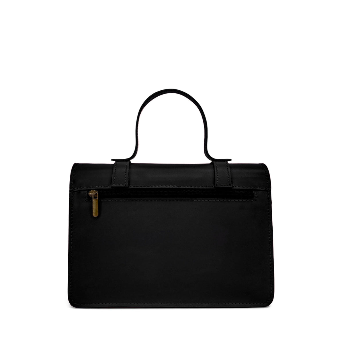 SAND black smooth leather handbag