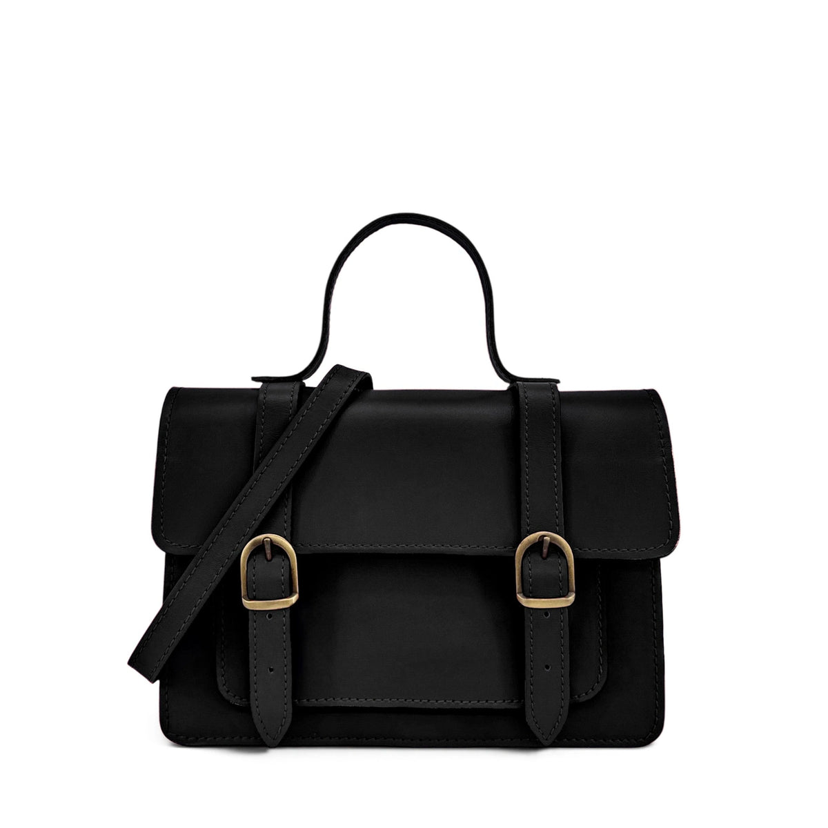 SAND black smooth leather handbag