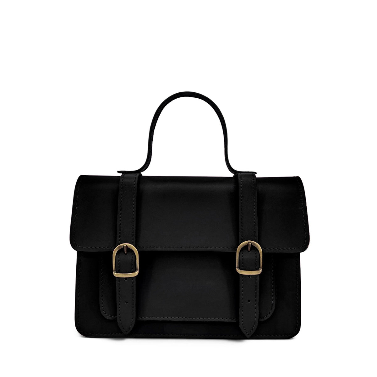 SAND black smooth leather handbag