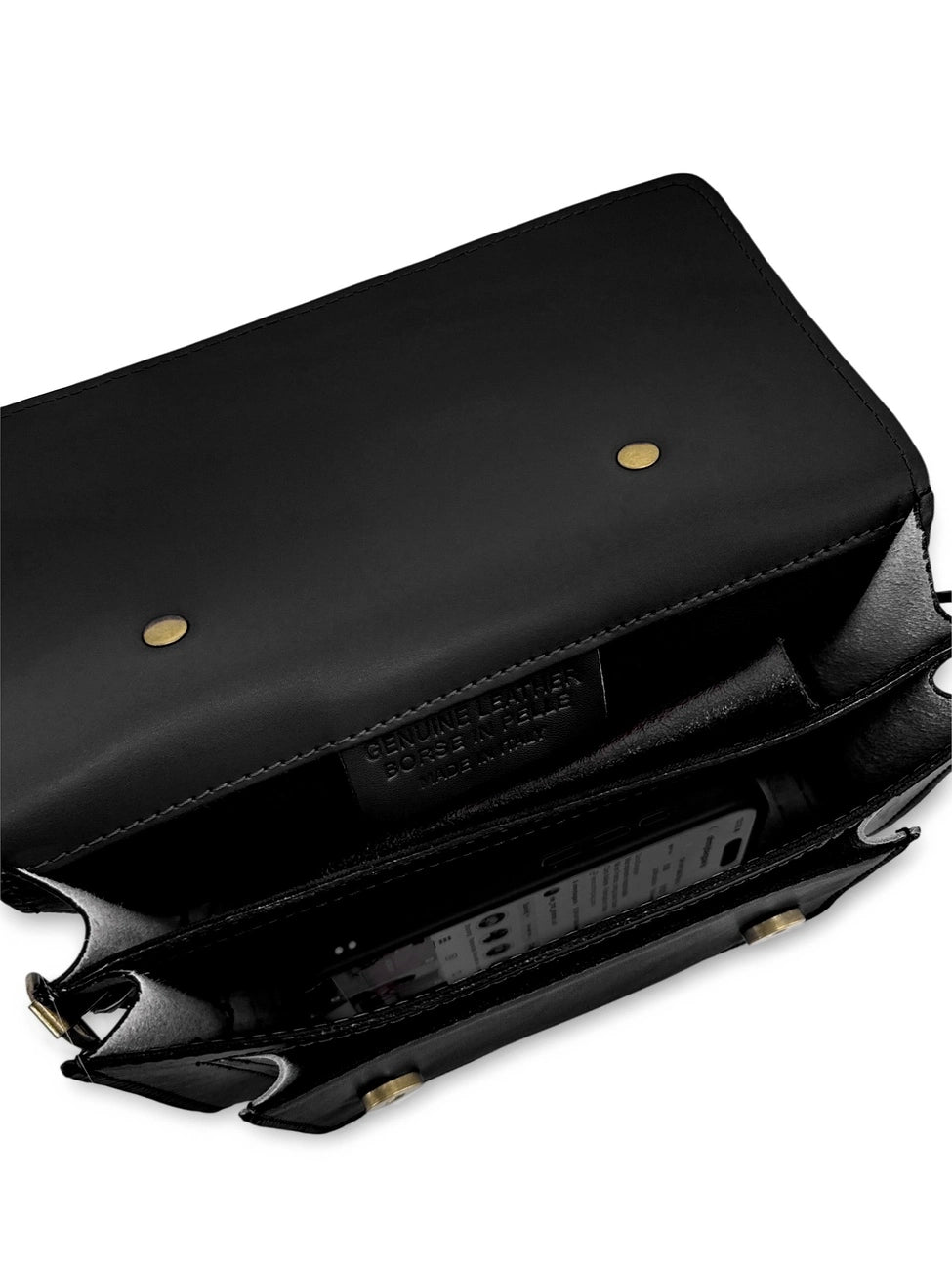 SAND black smooth leather handbag