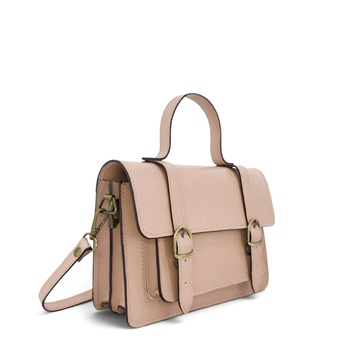 Handtasche aus Glattleder SAND Waldgrün