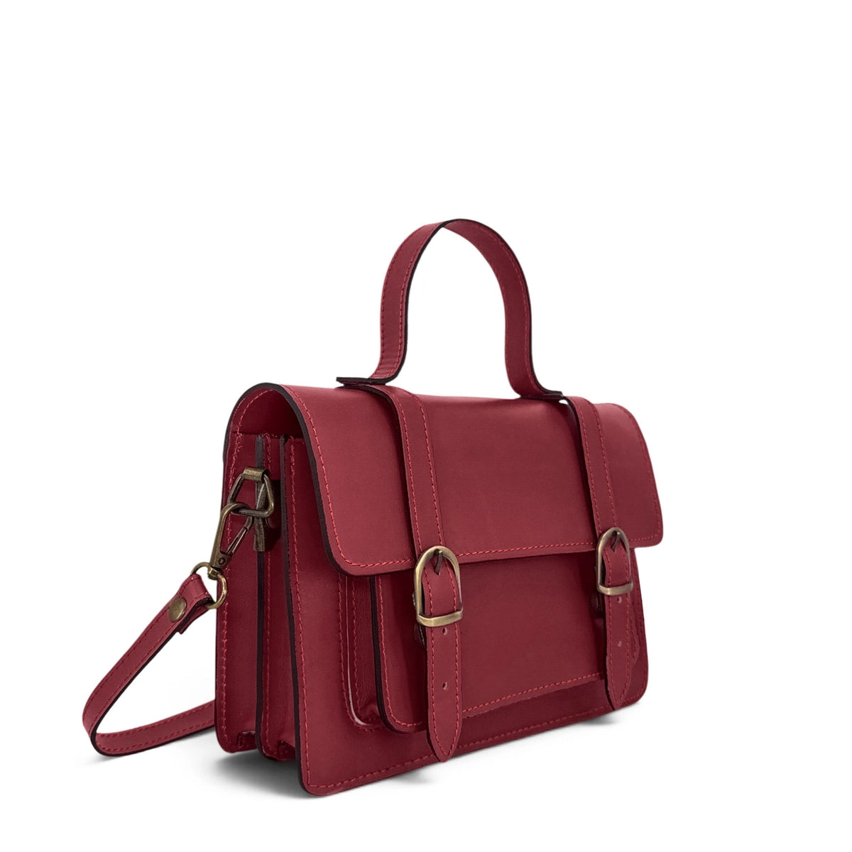 SAND dark red smooth leather handbag