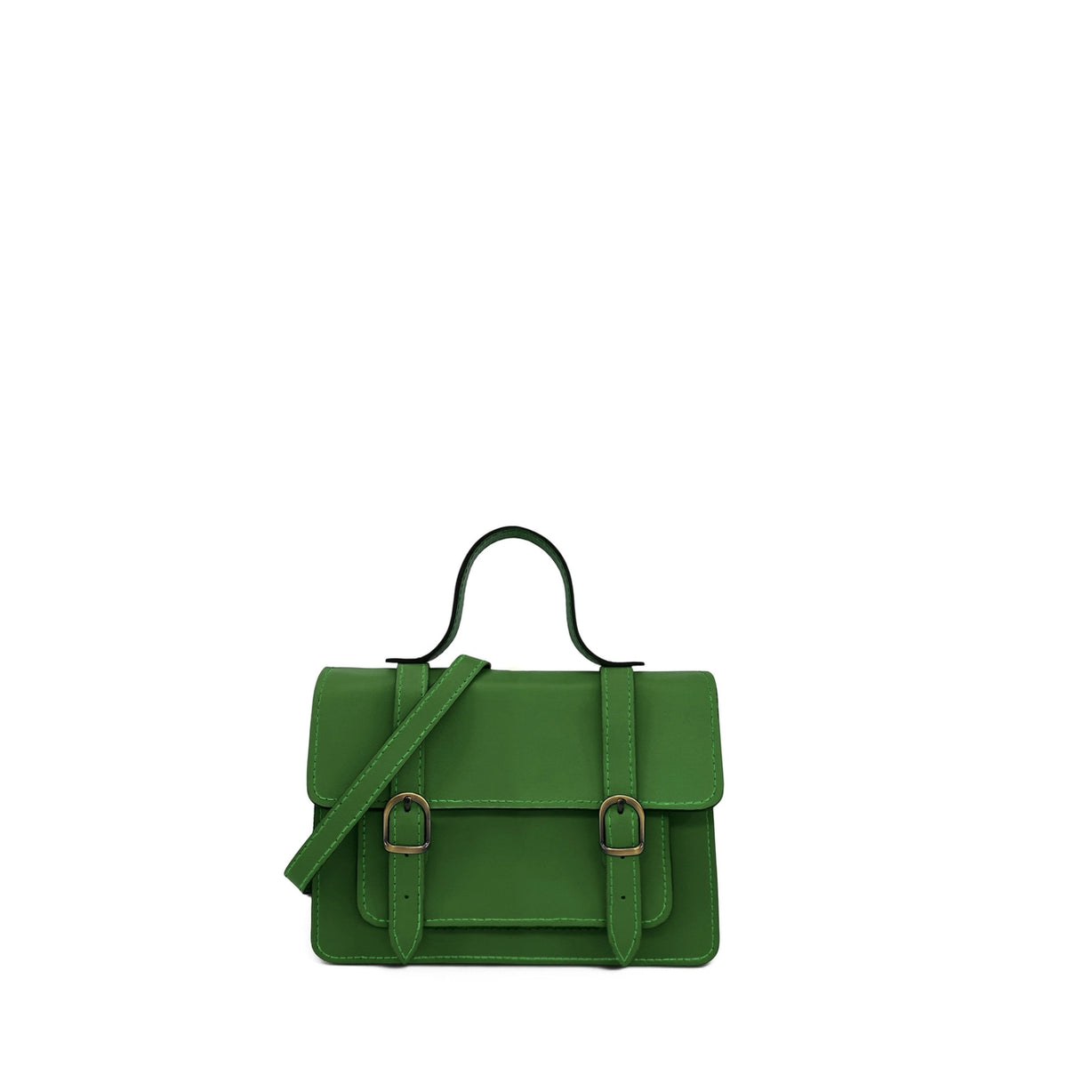 Bolso de piel lisa SAND verde bosque