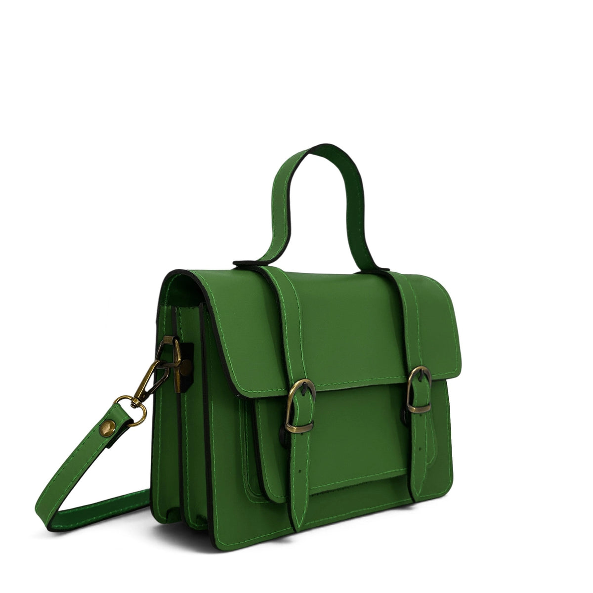 Bolso de piel lisa SAND verde bosque