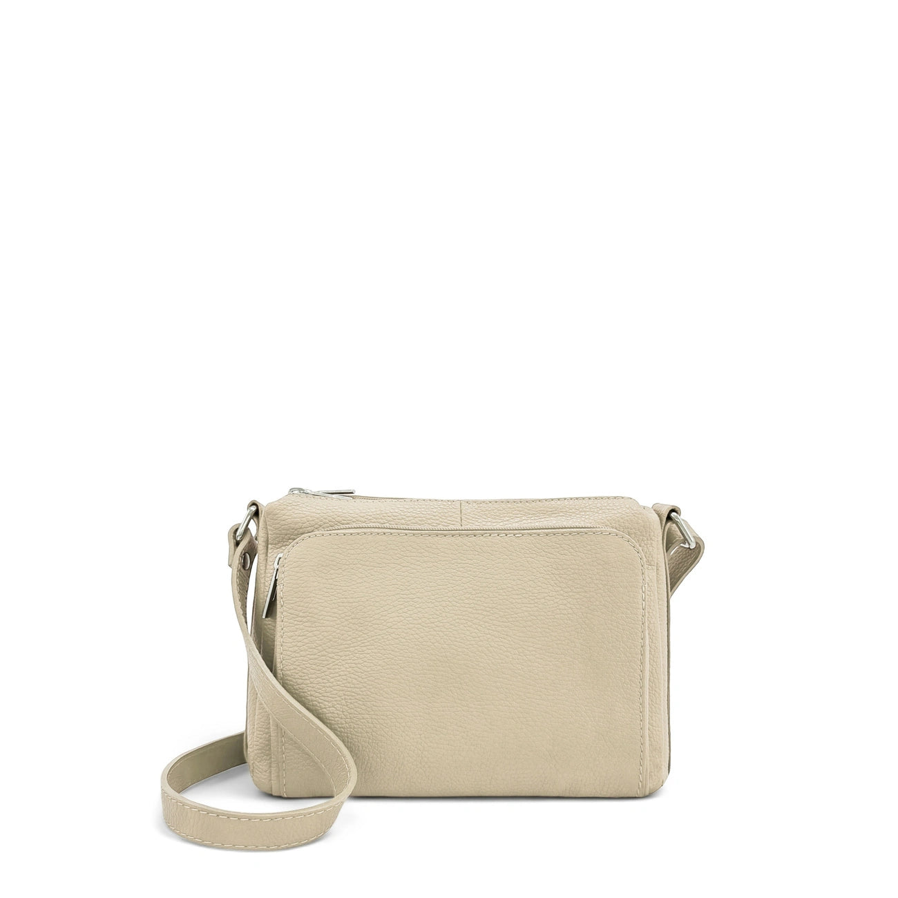 Umhängetasche aus genarbtem Leder MANHATTAN Cremebeige