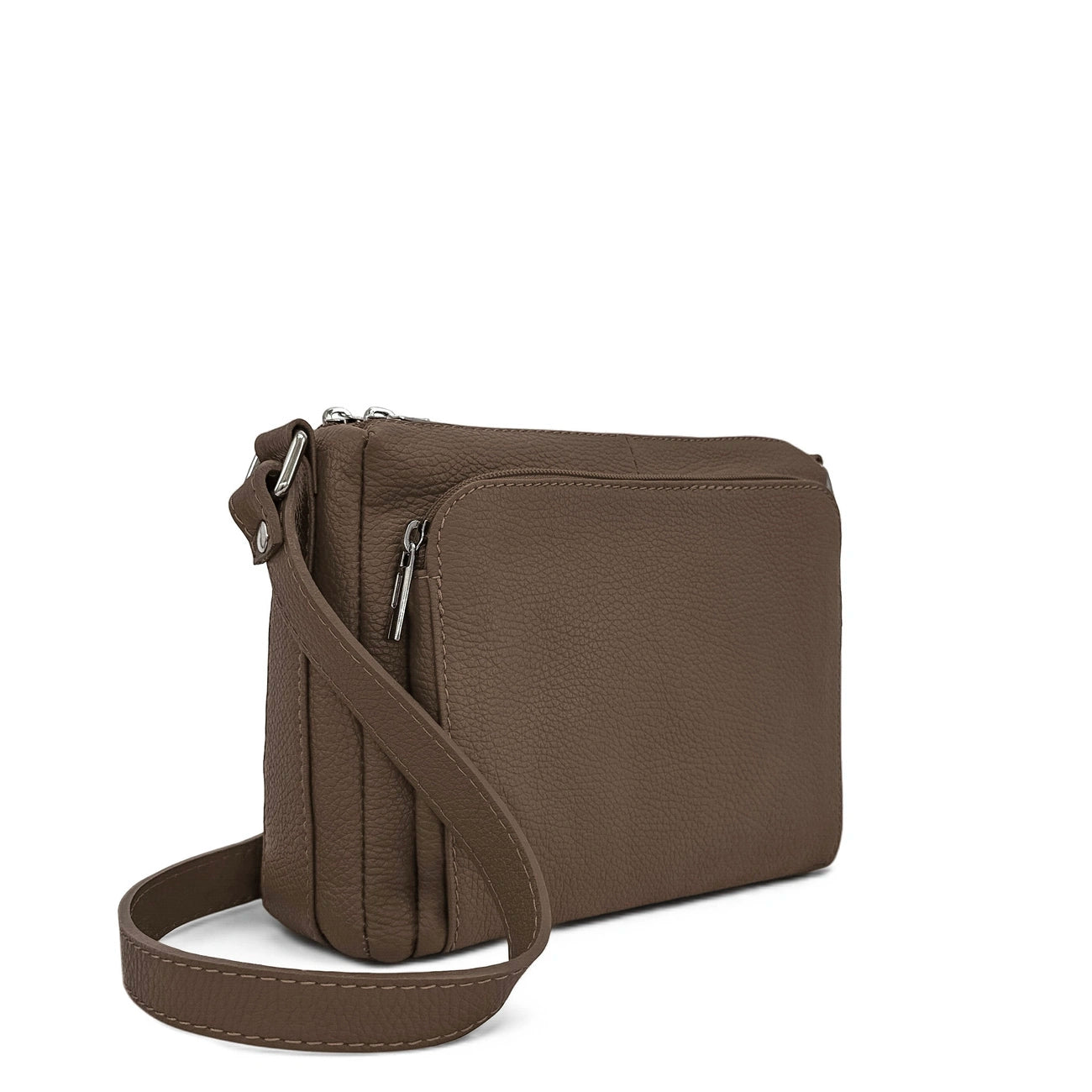 Bolso de cuero grano MANHATTAN Topo oscuro