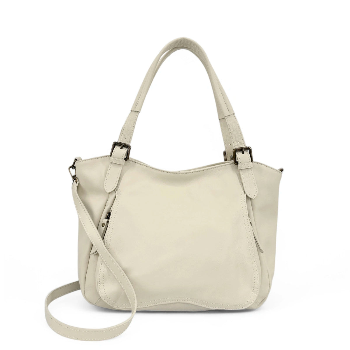 Tasche aus Glattleder ELTON Cremebeige