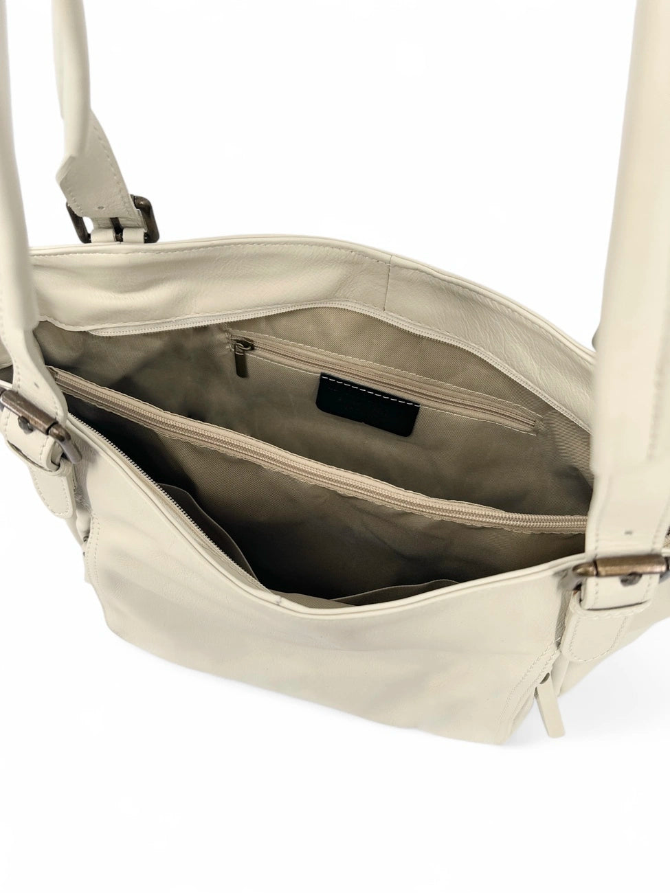 Tasche aus Glattleder ELTON Cremebeige